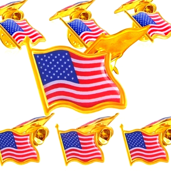 100 Piece Wave American Flag Lapel Pins NWT - Picture 2 of 2